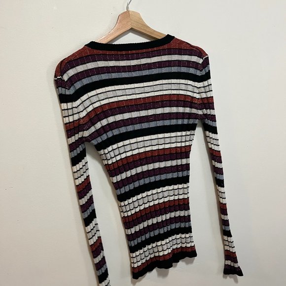 Buffalo David Bitton Metallic Sweater Women's Size Medium Striped - Picture 2 of 5